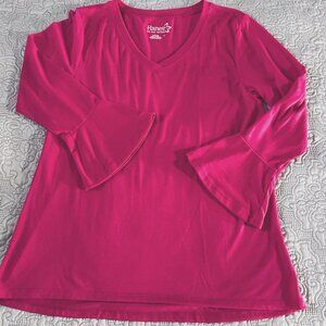 Hot Pink Hanes Ladies T-Shirt with bell sleeves, size L,  EUC
